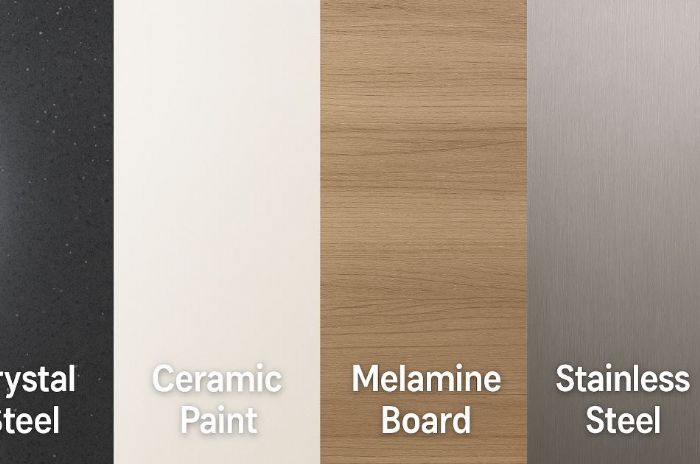 廚房門片材質怎麼選？結晶鋼烤、陶瓷烤漆、美耐板、不鏽鋼一次比較